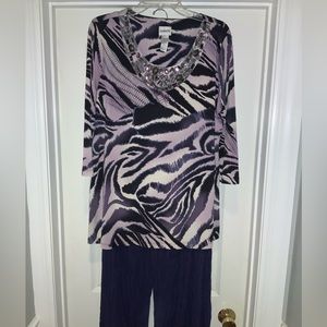 Women’s Chico’s size 18/20 beaded plum dressy outfit